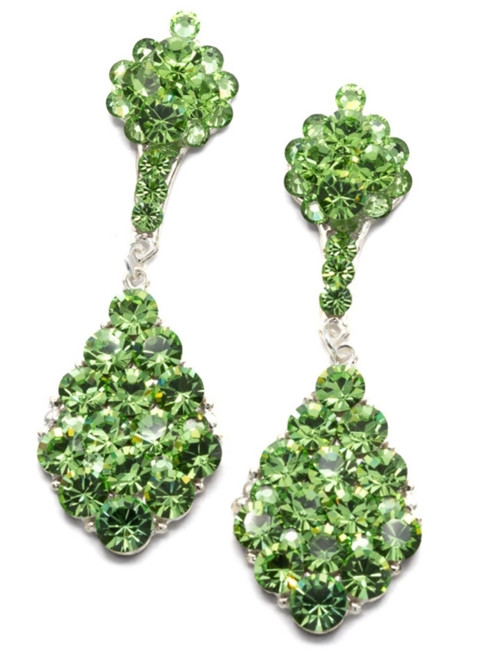 Sparkling Green Crystal Teardrop Earrings - Women Jewelry
